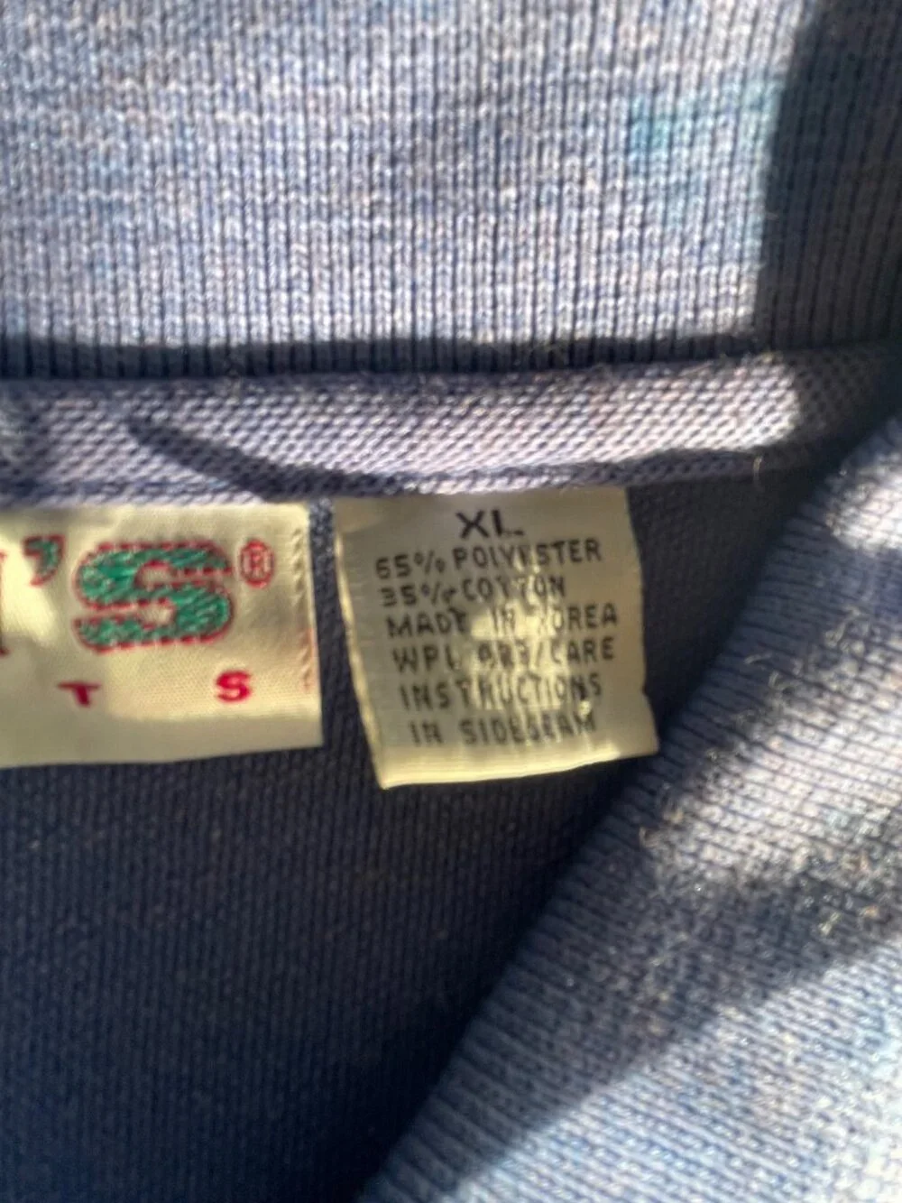Levis Vintage XL Blue Polo Shirt 55% Polyester 35% Cotton Made In Korea